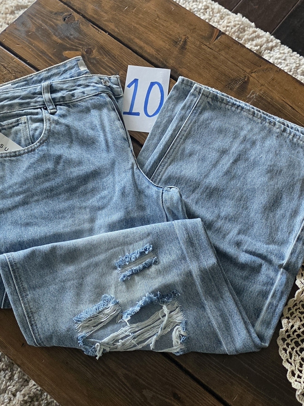 PacSun Light Blue Wide-Leg Distressed Jeans